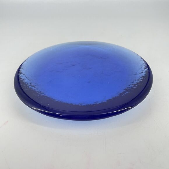 Fire & Light Cobalt Blue Recycled Textured Glass Candle Stand Paperweight 8” - Picture 1 of 5